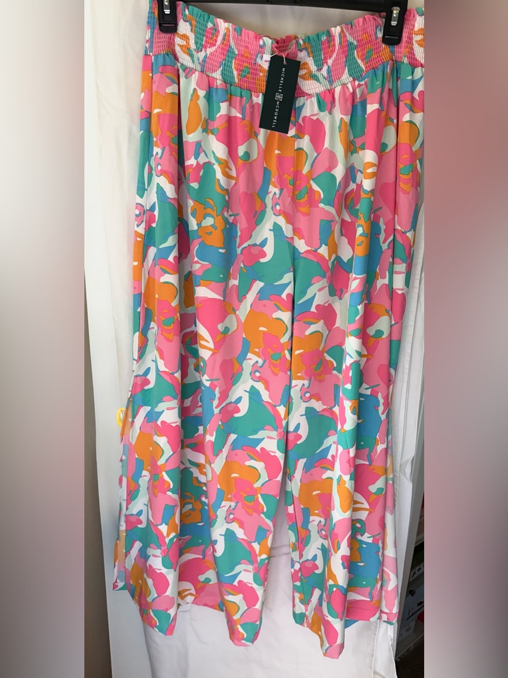 Michelle McDowell Vibrant Abstract Floral Maxi pants - Pink, Teal & Orange
